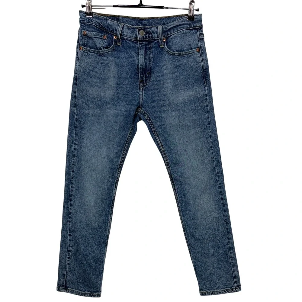 Levis 502‎ Jeans Mens Measures 29x28 Tag 29x30 Blue Denim Regular Fit Stretch